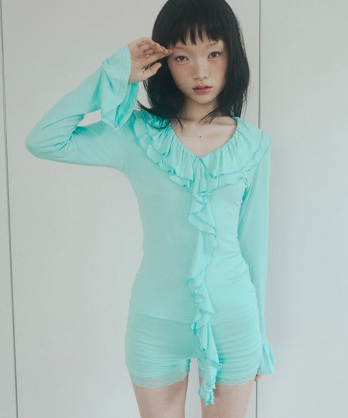 荷葉邊喇叭長袖 - 2 colors