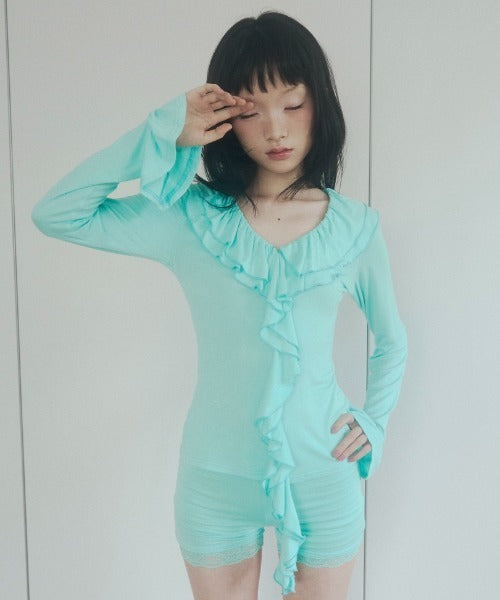 荷葉邊喇叭長袖 - 2 colors