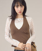 大領口透明感薄長袖 - 5 colors