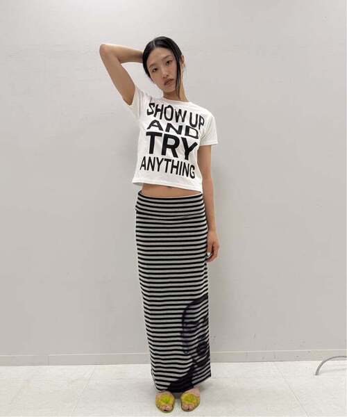 【ORIENS】人臉條紋長裙 - 2 colors