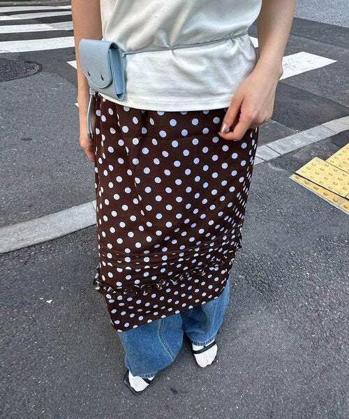 滿版印花下擺褶皺長裙 - 3 colors