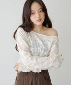 【KASTANE】鈕扣露肩剪裁設計長袖 - 5 colors