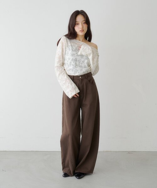 【KASTANE】鈕扣露肩剪裁設計長袖 - 5 colors
