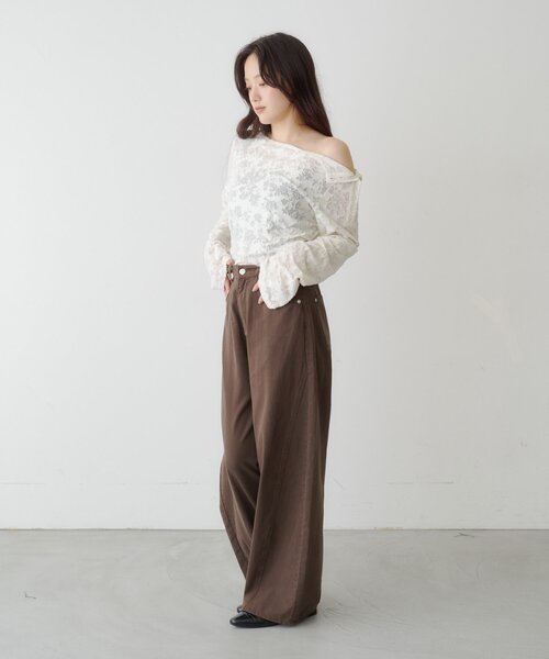 【KASTANE】鈕扣露肩剪裁設計長袖 - 5 colors
