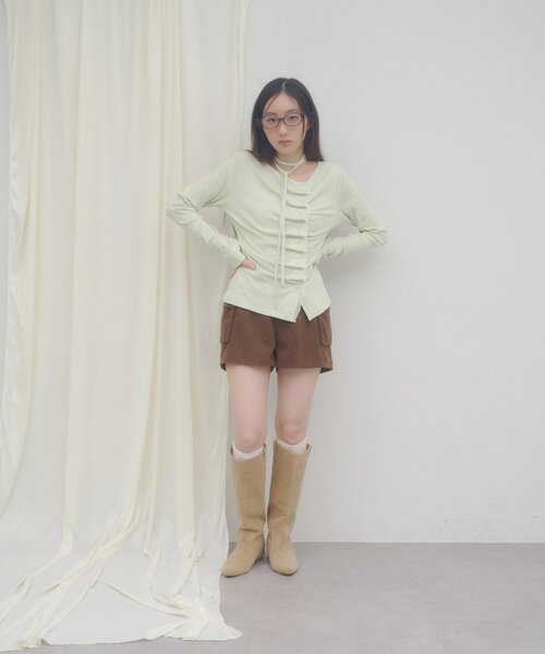 【DISCOAT】蕾絲層疊垂墜感上衣（附小領巾） - 6 colors