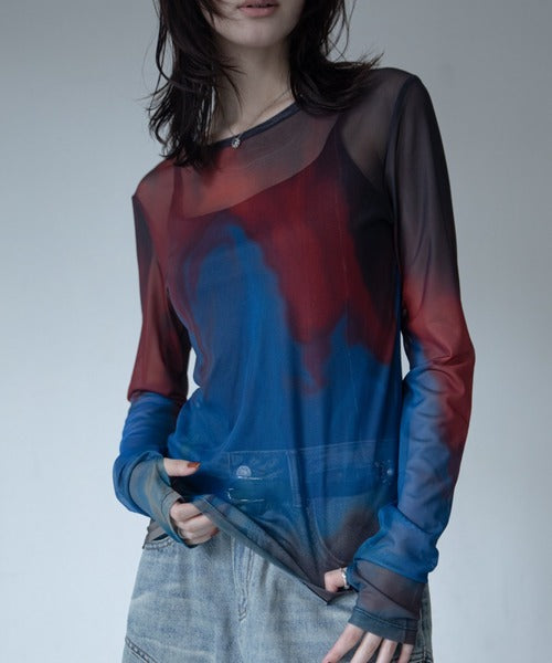 【VACANCY】圓領渲染透明感薄長袖 - 5 colors