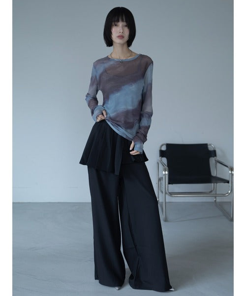 【VACANCY】圓領渲染透明感薄長袖 - 5 colors