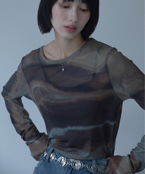 【VACANCY】圓領渲染透明感薄長袖 - 5 colors