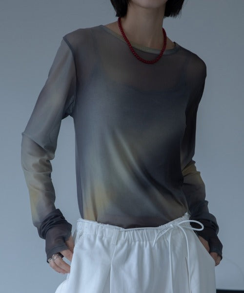 【VACANCY】圓領渲染透明感薄長袖 - 5 colors