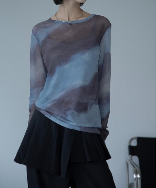【VACANCY】圓領渲染透明感薄長袖 - 5 colors