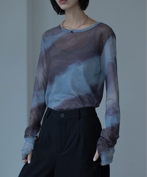 【VACANCY】圓領渲染透明感薄長袖 - 5 colors