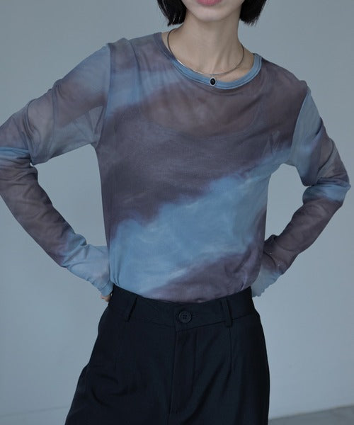 【VACANCY】圓領渲染透明感薄長袖 - 5 colors