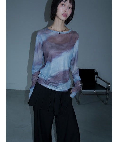 【VACANCY】圓領渲染透明感薄長袖 - 5 colors