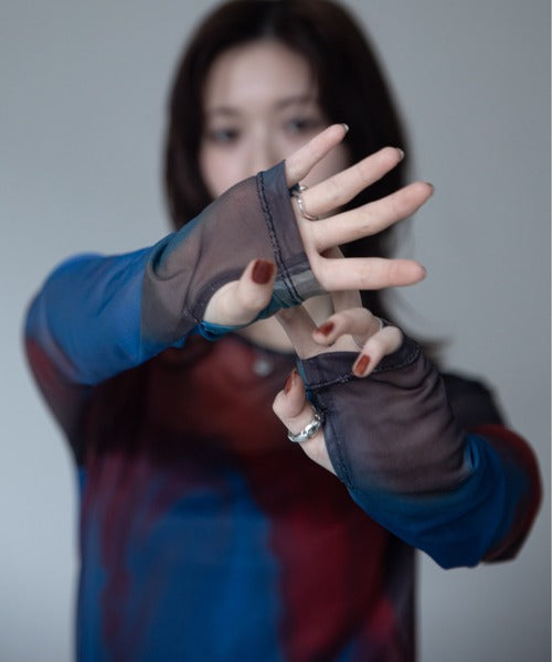【VACANCY】圓領渲染透明感薄長袖 - 5 colors