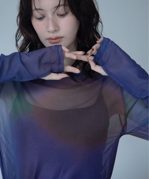 【VACANCY】圓領渲染透明感薄長袖 - 5 colors