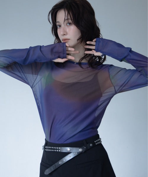 【VACANCY】圓領渲染透明感薄長袖 - 5 colors