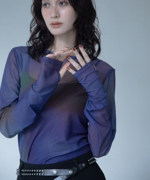 【VACANCY】圓領渲染透明感薄長袖 - 5 colors