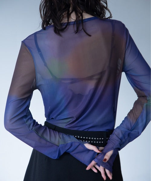 【VACANCY】圓領渲染透明感薄長袖 - 5 colors