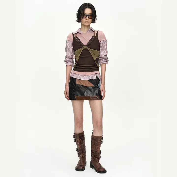 【ADSB】UPSIDE-DOWN LAYERED T-SHIRT
