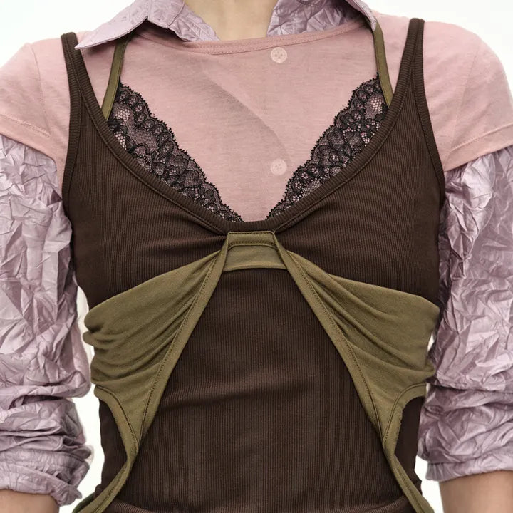 【ADSB】UPSIDE-DOWN LAYERED T-SHIRT