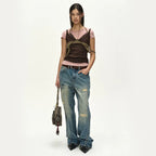 【ADSB】UPSIDE-DOWN LAYERED T-SHIRT