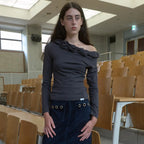 【kijun】TWIST ONE-SHOULDER LONG SLEEVE TOP - 3 colors