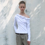 【kijun】TWIST ONE-SHOULDER LONG SLEEVE TOP - 3 colors
