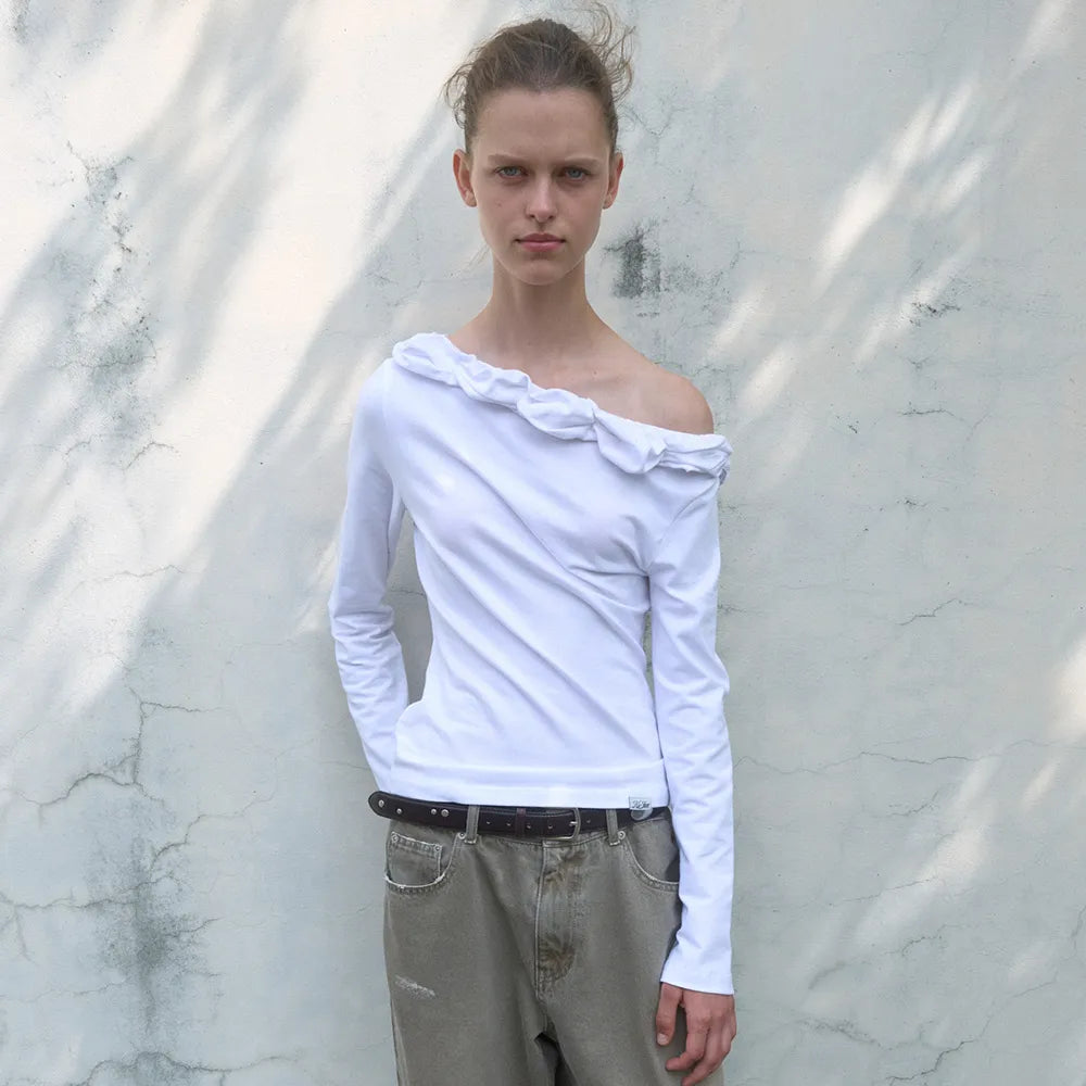 【kijun】TWIST ONE-SHOULDER LONG SLEEVE TOP - 3 colors