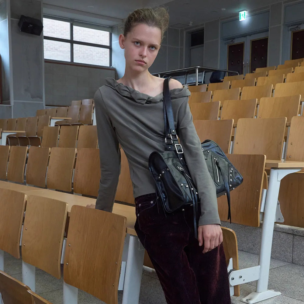 【kijun】TWIST ONE-SHOULDER LONG SLEEVE TOP - 3 colors