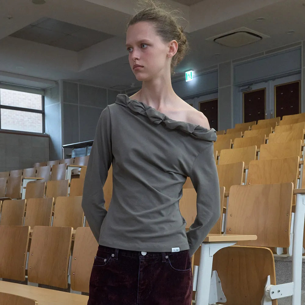 【kijun】TWIST ONE-SHOULDER LONG SLEEVE TOP - 3 colors