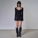 【Fancy Club】LACE LAYERED LONG SLEEVE - 3 colors