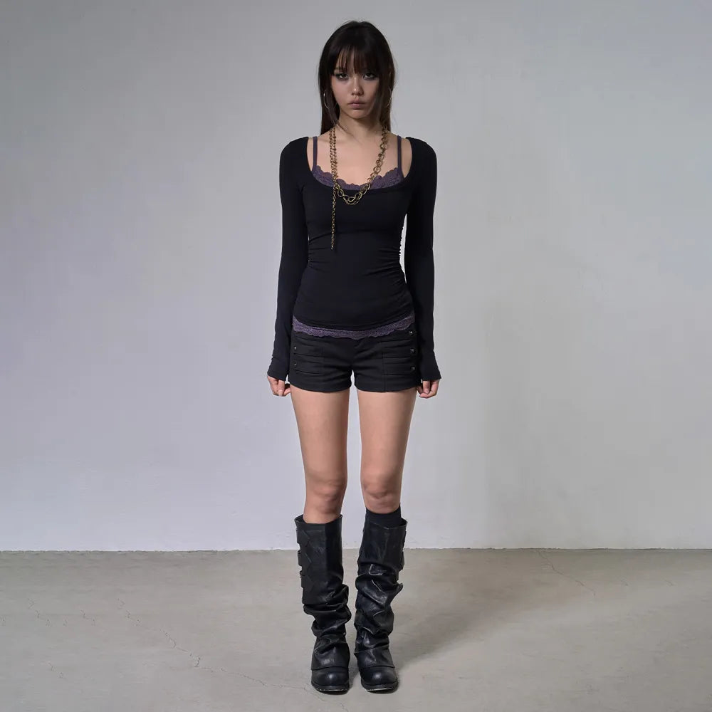 【Fancy Club】LACE LAYERED LONG SLEEVE - 3 colors