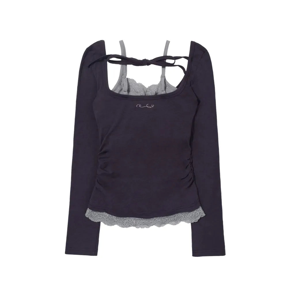 【Fancy Club】LACE LAYERED LONG SLEEVE - 3 colors