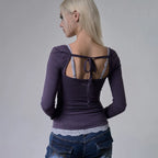 【Fancy Club】LACE LAYERED LONG SLEEVE - 3 colors