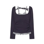 【Fancy Club】LACE LAYERED LONG SLEEVE - 3 colors