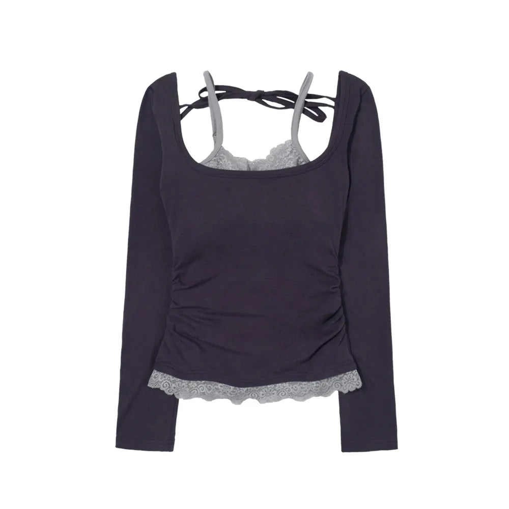 【Fancy Club】LACE LAYERED LONG SLEEVE - 3 colors