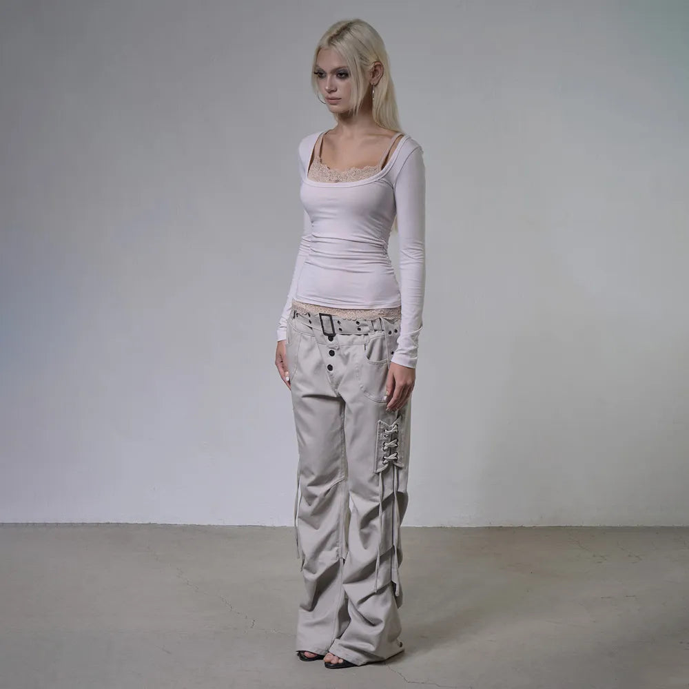 【Fancy Club】LACE LAYERED LONG SLEEVE - 3 colors
