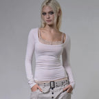 【Fancy Club】LACE LAYERED LONG SLEEVE - 3 colors