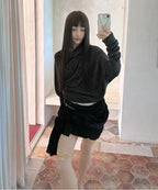 【Flare up】Knit Asymmetrical Long Sleeve - 3 colors