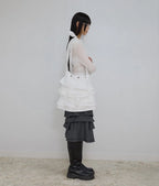 【Flare up】Faye Frill Bag [White / Black]