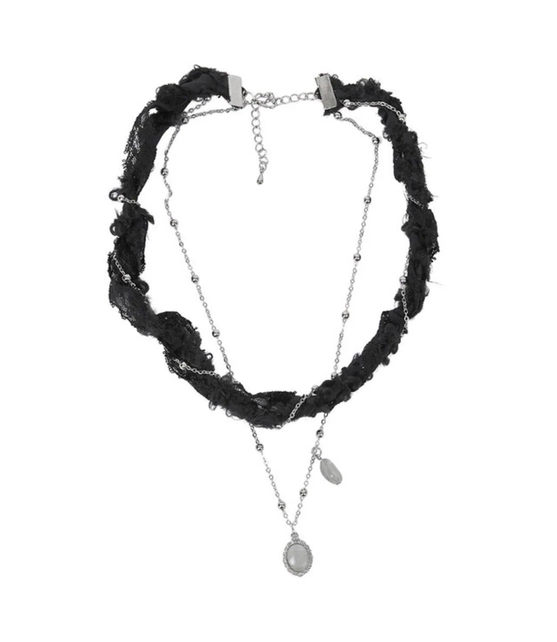 【Flare up】Braided Handmade Necklace [Black / White / Gray]