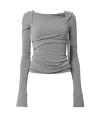 【Flare up】Layered Bustier Long Sleeve [Black / Grey / Charcoal / White]