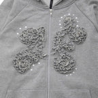 【Flare up】Ruffle Zip Hoodie  [Black / Gray / Dark gray / Cream]