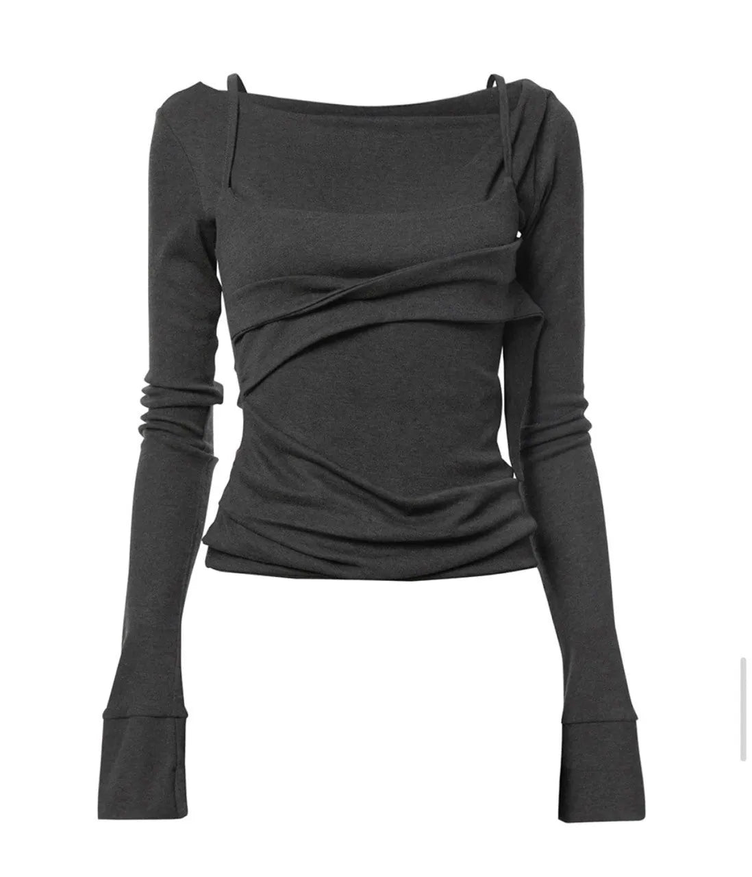 【Flare up】Layered Bustier Long Sleeve [Black / Grey / Charcoal / White]