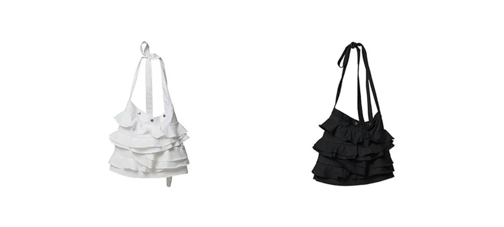 【Flare up】Faye Frill Bag [White / Black]