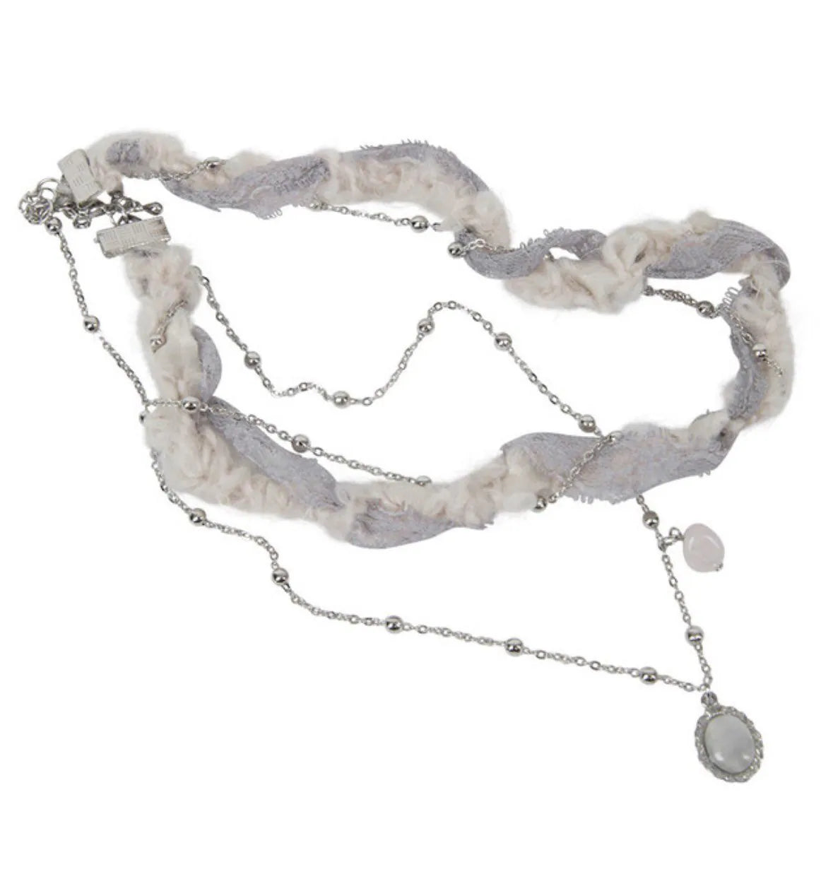 【Flare up】Braided Handmade Necklace [Black / White / Gray]