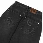 【Fancy Club】 WASHED DAMAGE DENIM PANTS [Black / Gray]