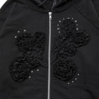 【Flare up】Ruffle Zip Hoodie  [Black / Gray / Dark gray / Cream]