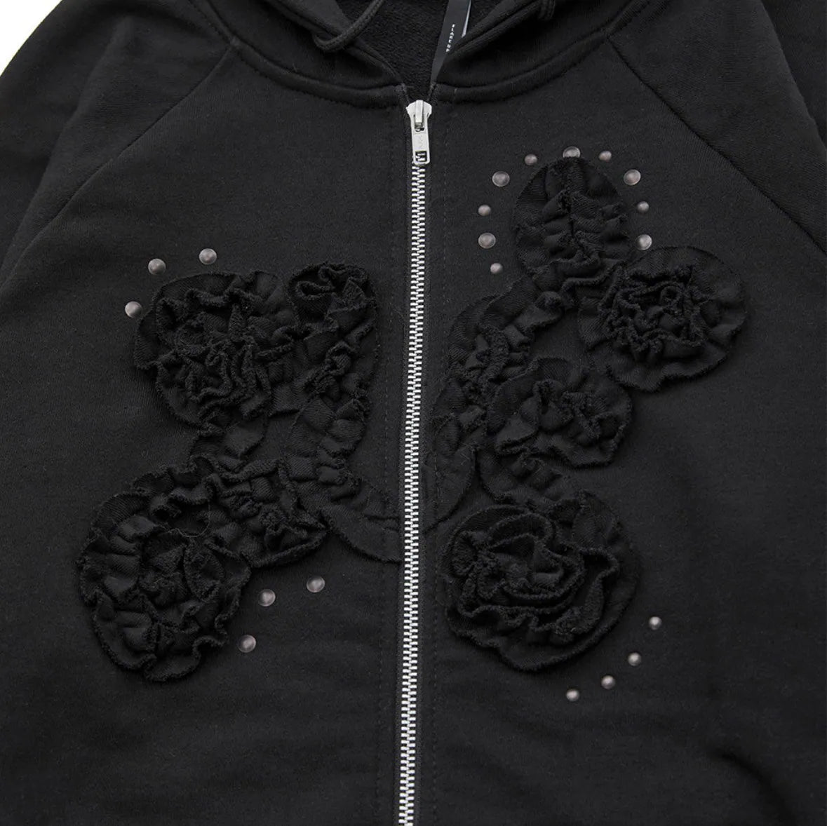 【Flare up】Ruffle Zip Hoodie  [Black / Gray / Dark gray / Cream]