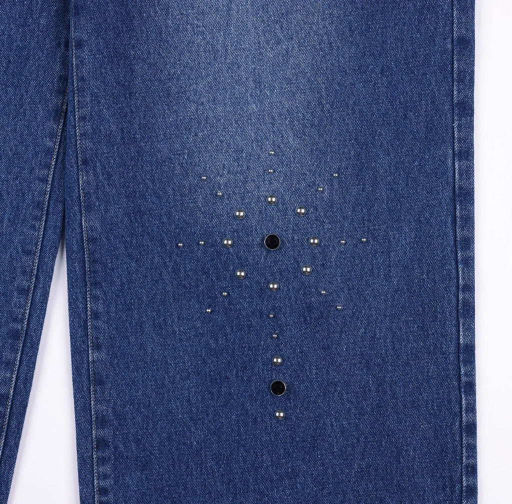 【Fancy Club】BOHEMIAN STUDDED DENIM PANTS